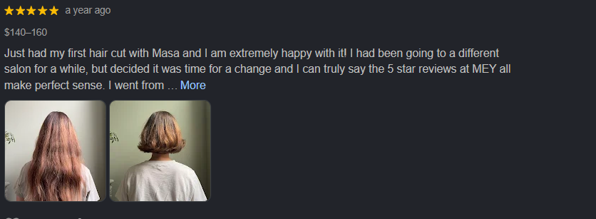Salon/Spa original Google review